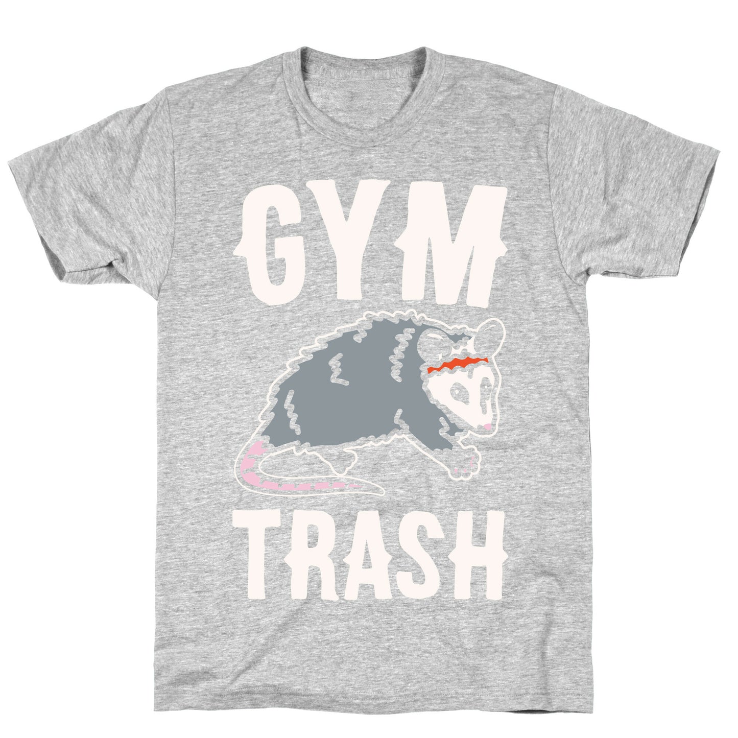 Gym Trash Opossum White Print T-Shirt