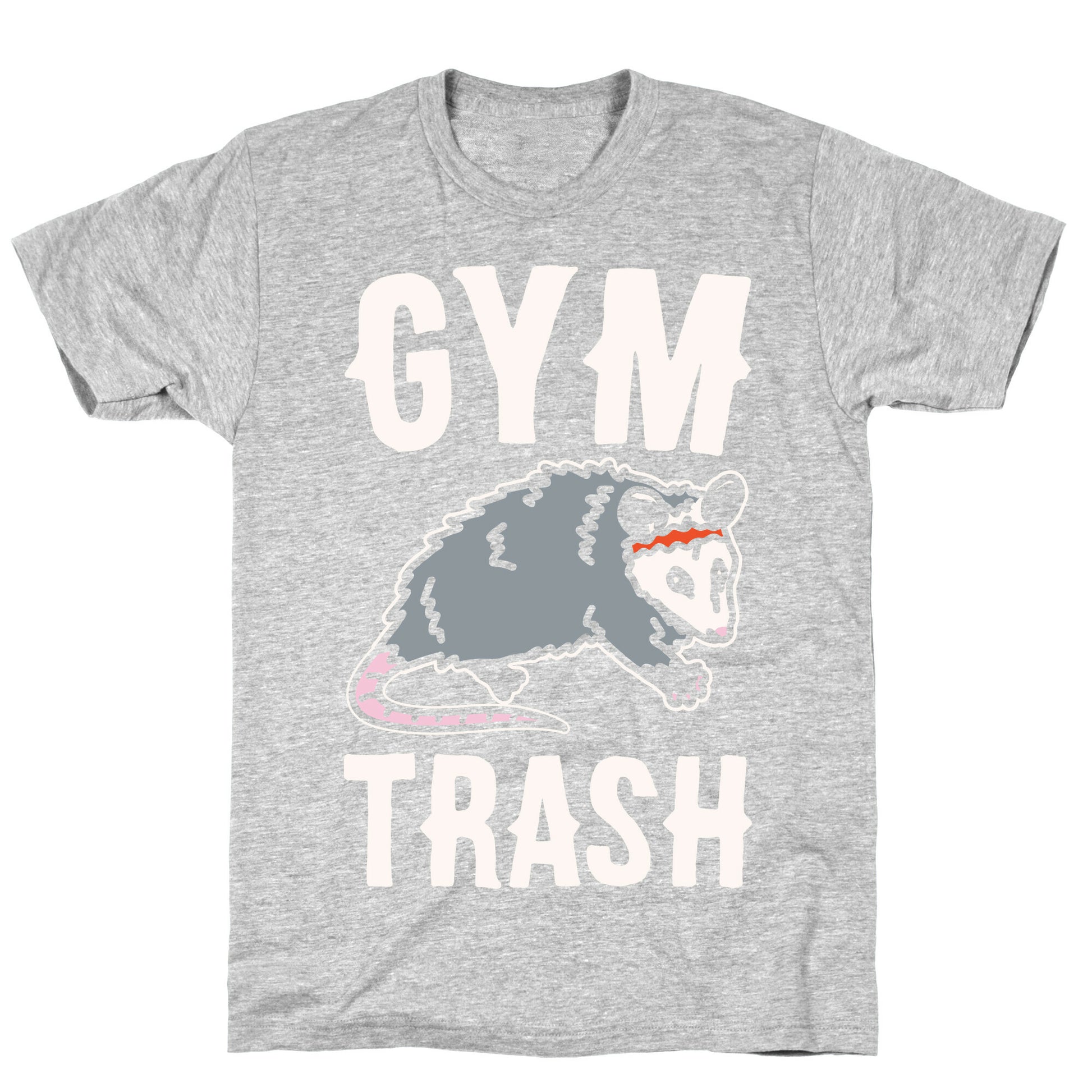Gym Trash Opossum White Print T-Shirt
