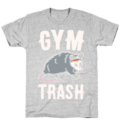 Gym Trash Opossum White Print T-Shirt