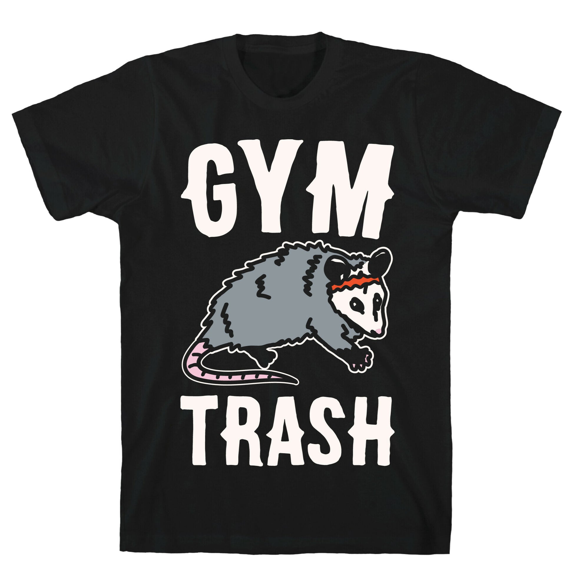 Gym Trash Opossum White Print T-Shirt