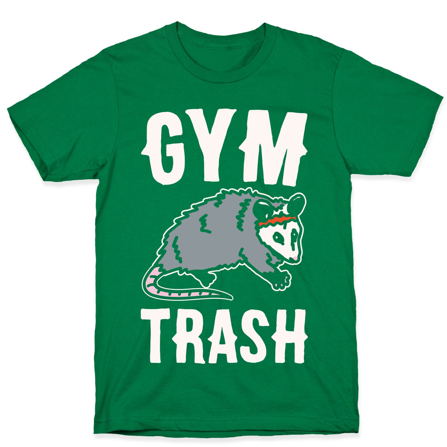 Gym Trash Opossum White Print T-Shirt