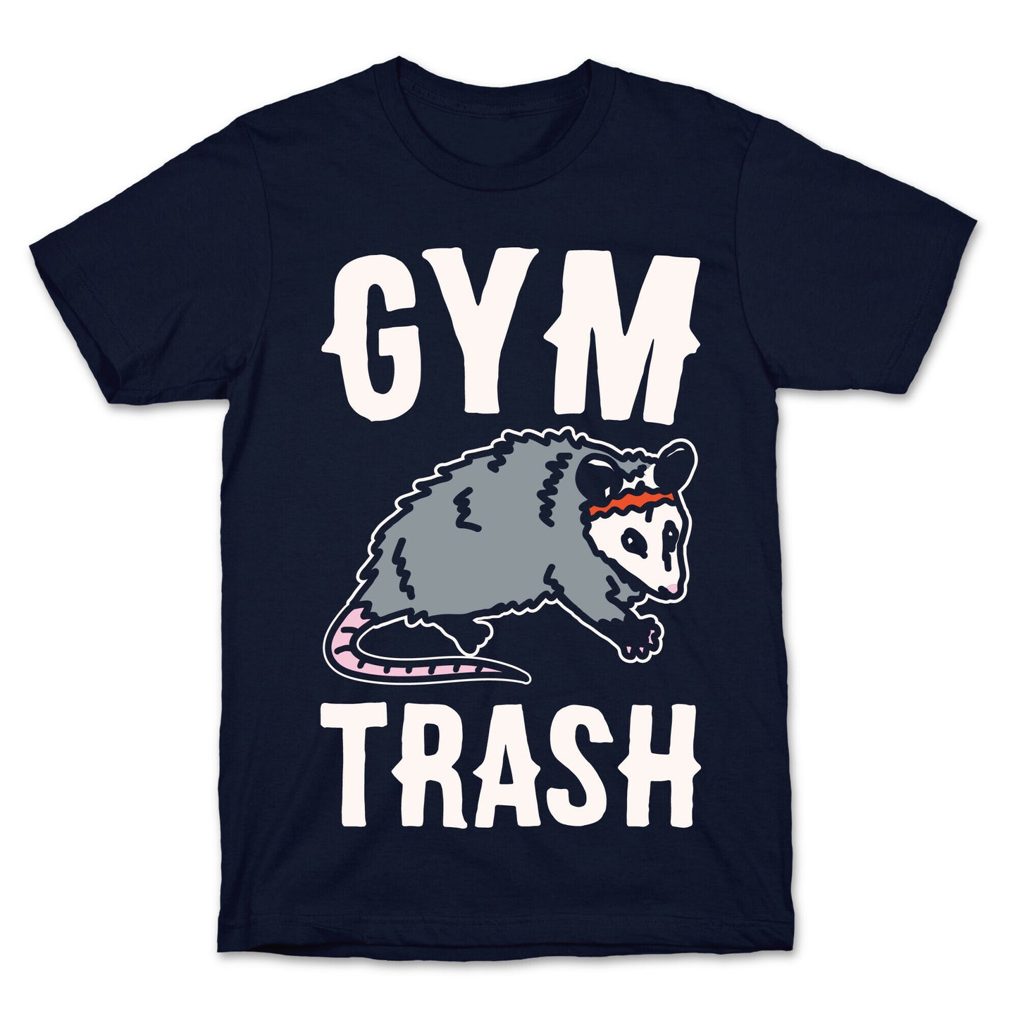 Gym Trash Opossum White Print T-Shirt