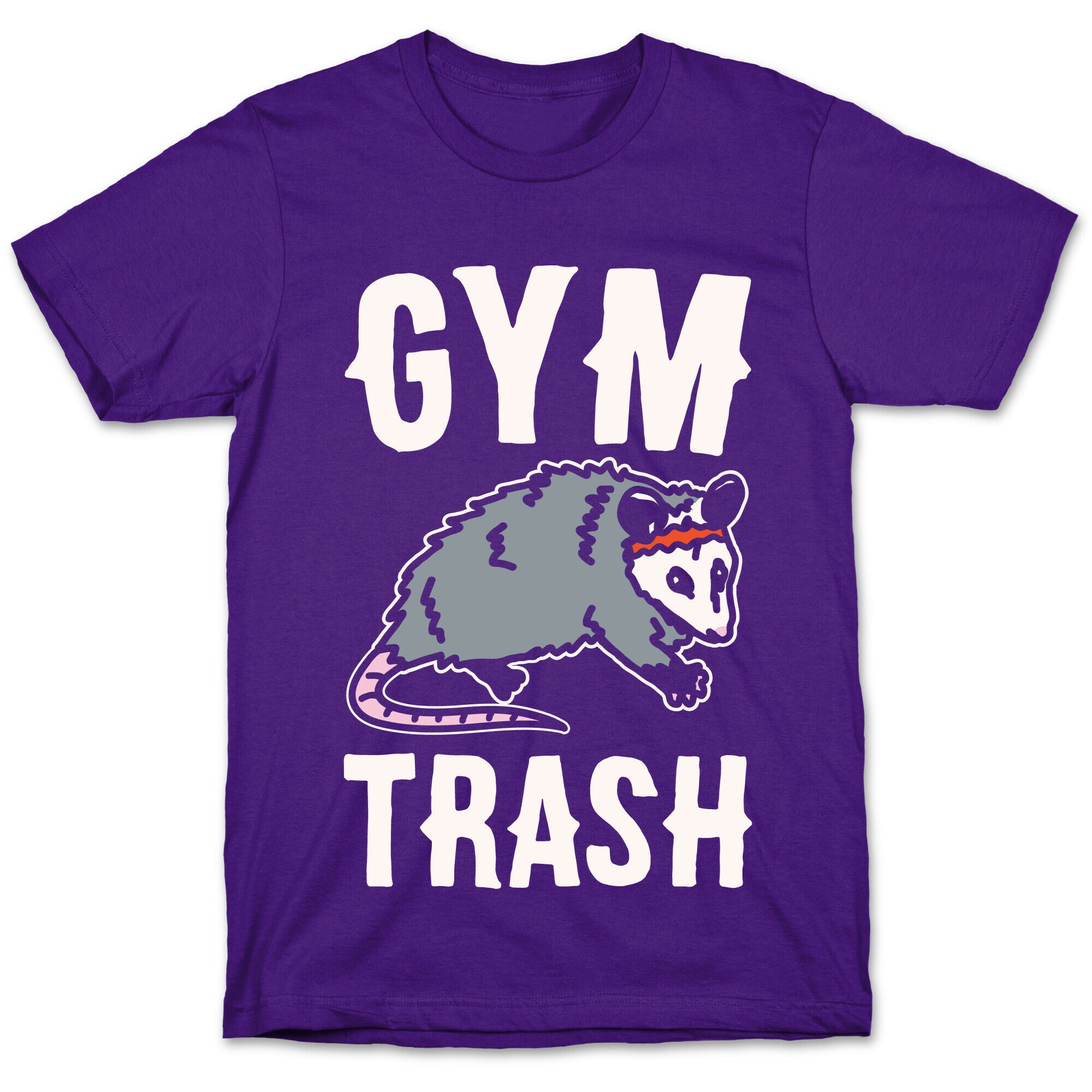 Gym Trash Opossum White Print T-Shirt