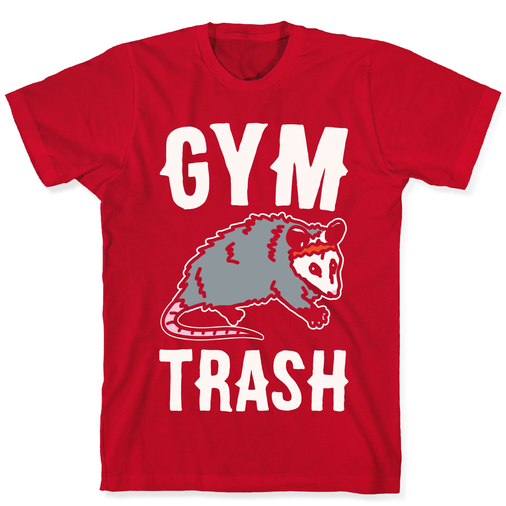 Gym Trash Opossum White Print T-Shirt