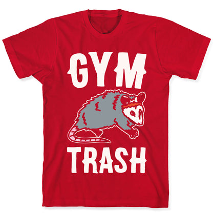 Gym Trash Opossum White Print T-Shirt