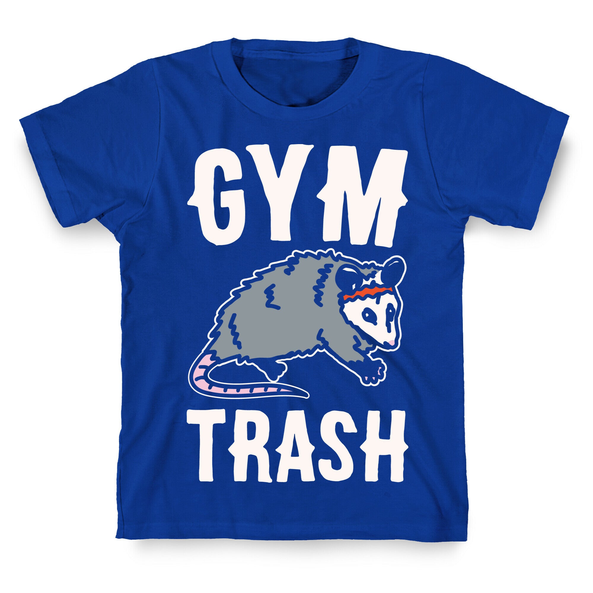 Gym Trash Opossum White Print T-Shirt