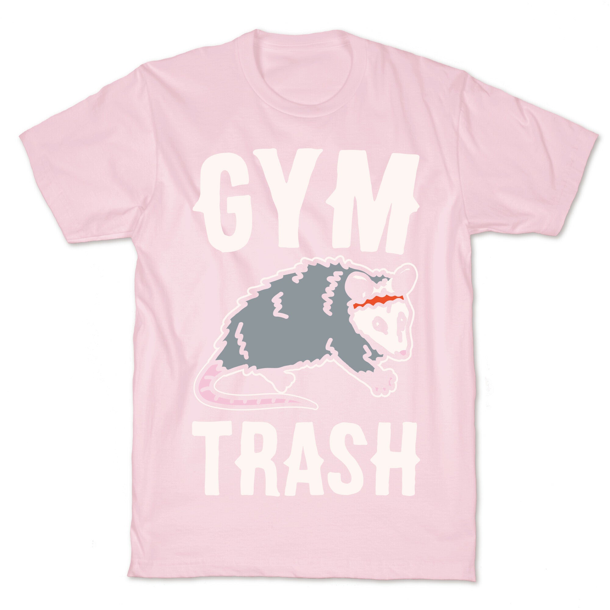 Gym Trash Opossum White Print T-Shirt