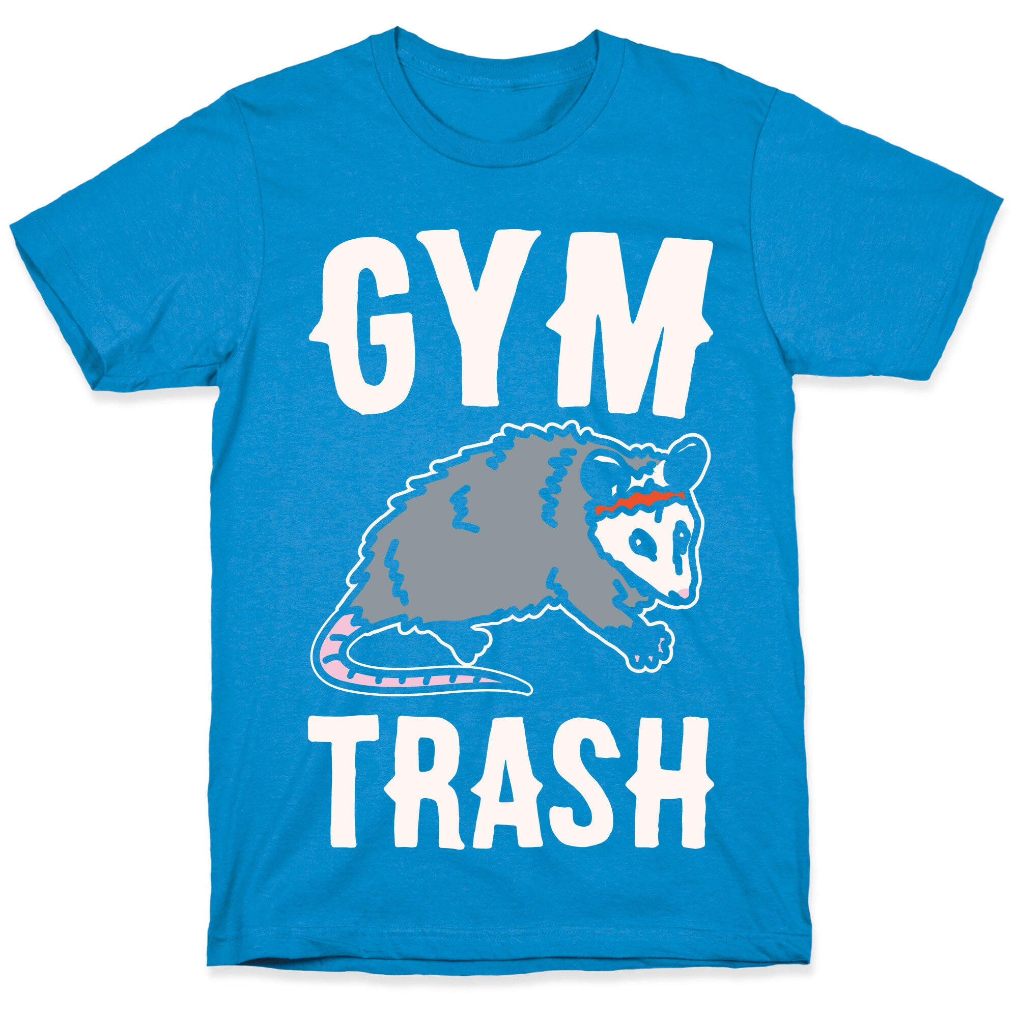 Gym Trash Opossum White Print T-Shirt