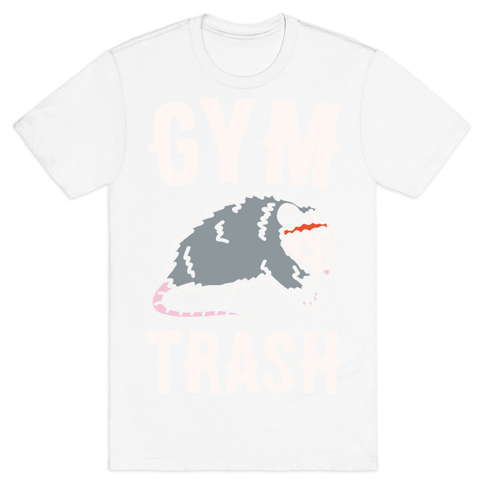 Gym Trash Opossum White Print T-Shirt