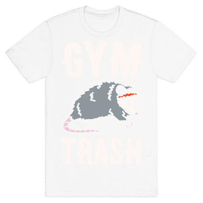 Gym Trash Opossum White Print T-Shirt