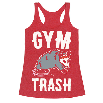 Gym Trash Opossum White Print Racerback Tank