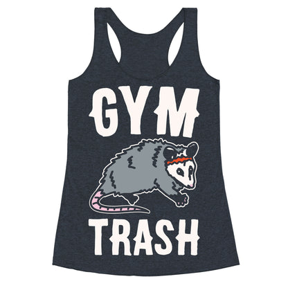 Gym Trash Opossum White Print Racerback Tank
