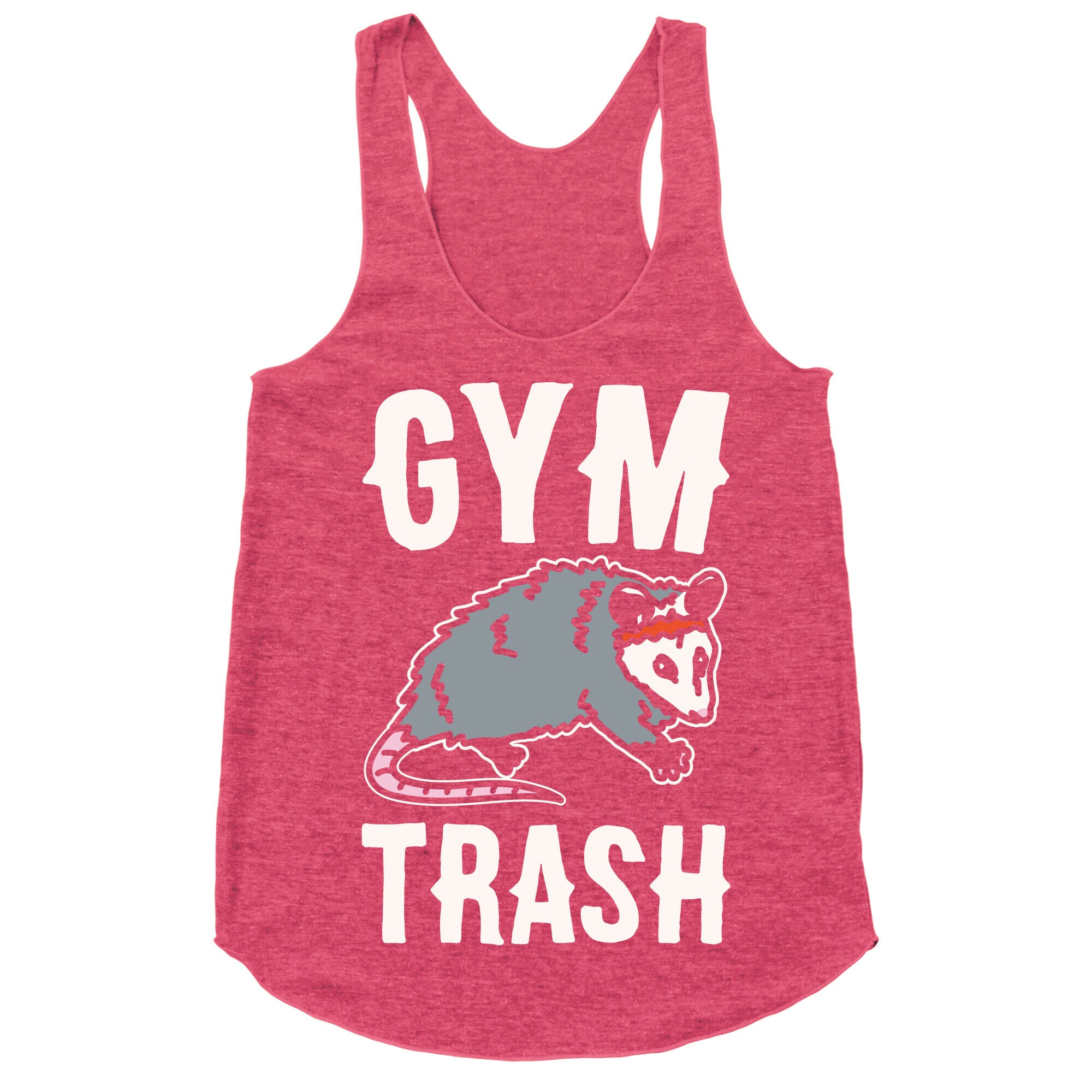 Gym Trash Opossum White Print Racerback Tank