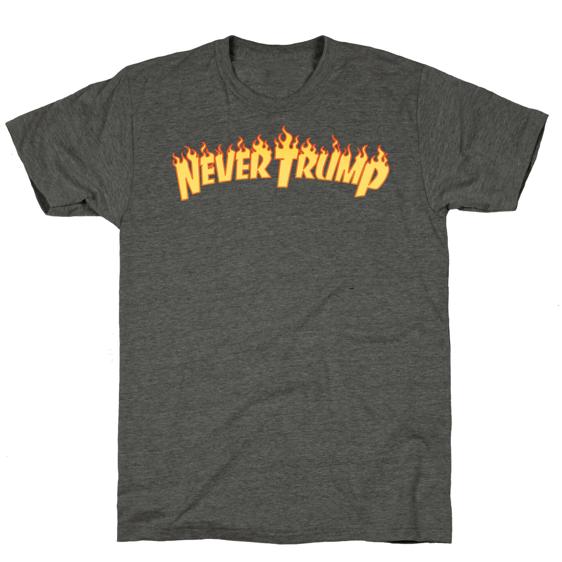 Never Trump Thrasher Logo Parody White Print Unisex Triblend Tee