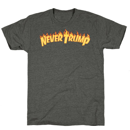 Never Trump Thrasher Logo Parody White Print Unisex Triblend Tee