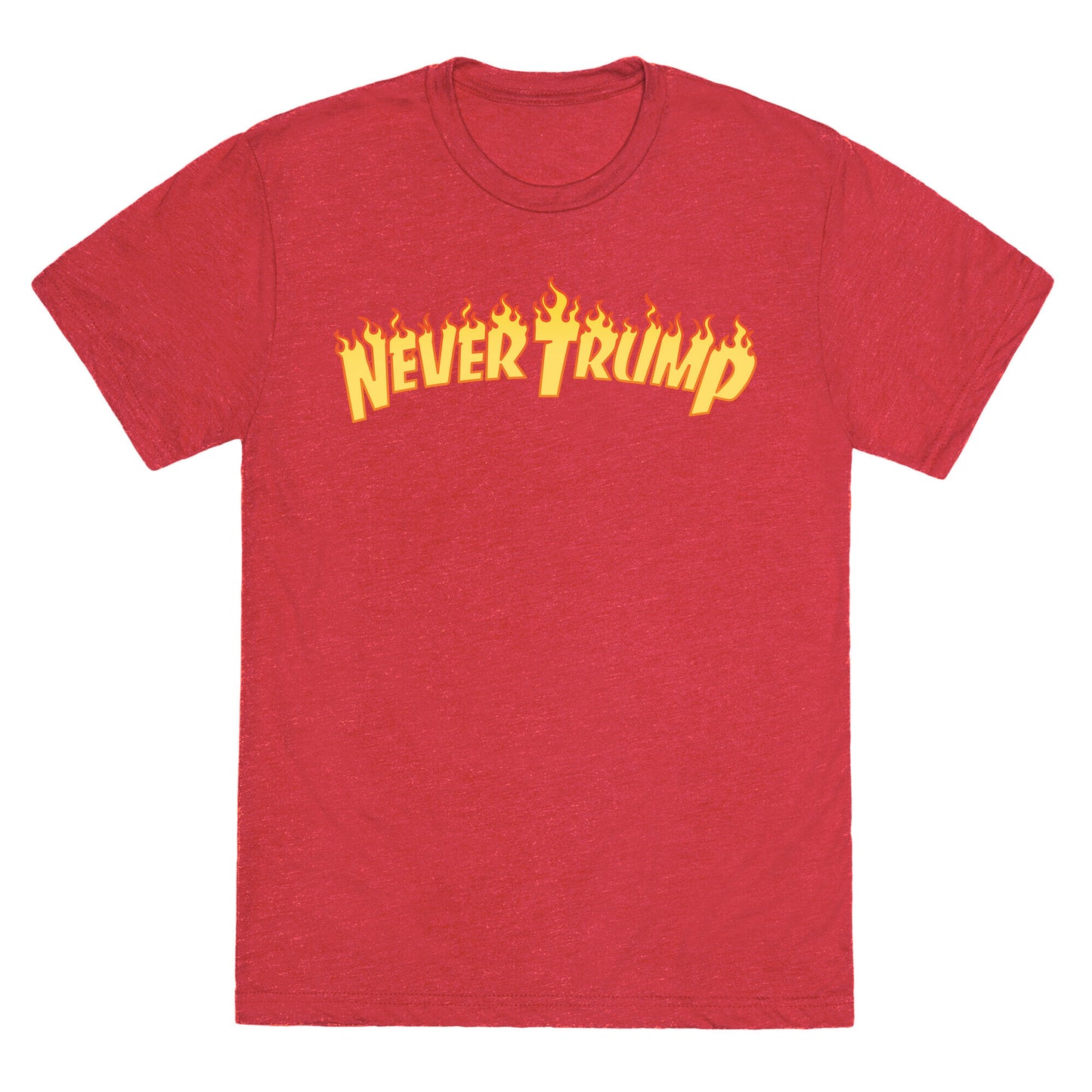 Never Trump Thrasher Logo Parody White Print Unisex Triblend Tee