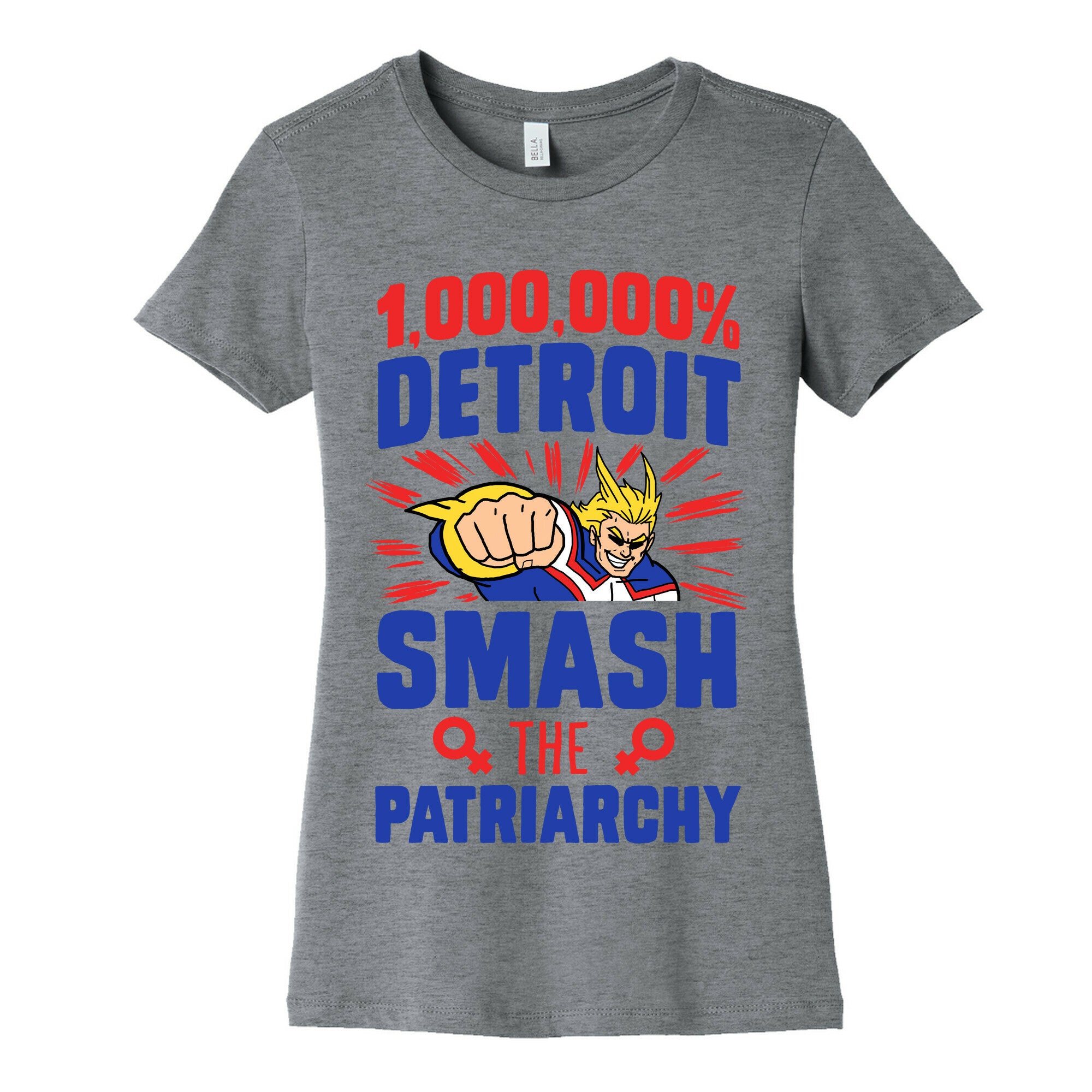 All Might Smash the Patriarchy (1000000 Detroit Smach) Women's Cotton Tee
