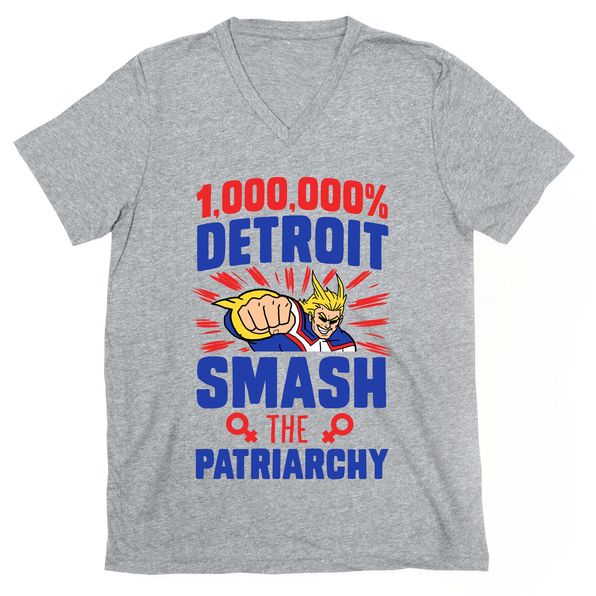 All Might Smash the Patriarchy (1000000 Detroit Smach) V-Neck