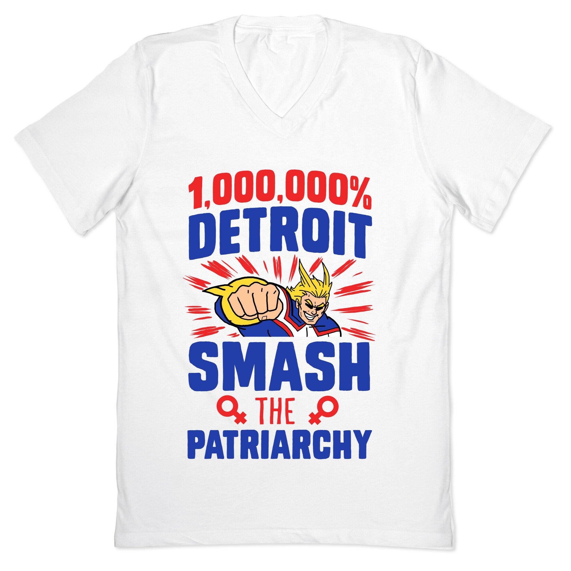 All Might Smash the Patriarchy (1000000 Detroit Smach) V-Neck