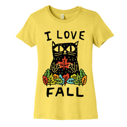 I Love Fall Cat Women's Cotton Tee
