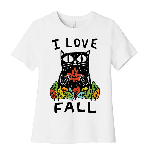 I Love Fall Cat Women's Cotton Tee