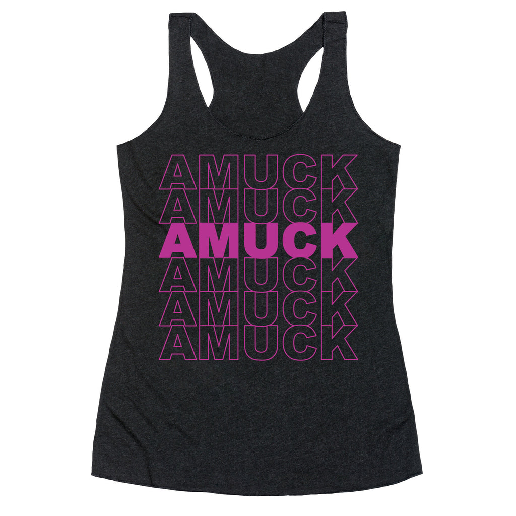 Amuck Amuck Amuck Thank You Hocus Pocus Parody White Print Racerback Tank