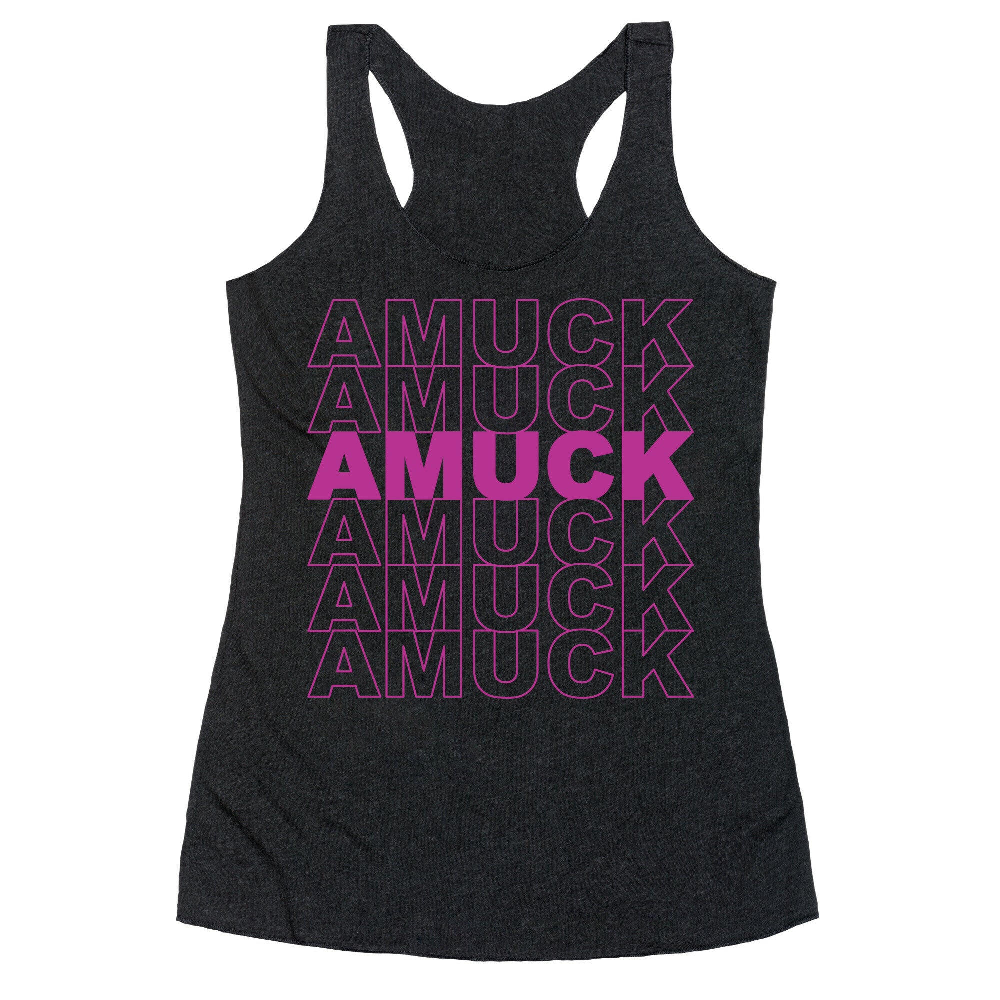 Amuck Amuck Amuck Thank You Hocus Pocus Parody White Print Racerback Tank
