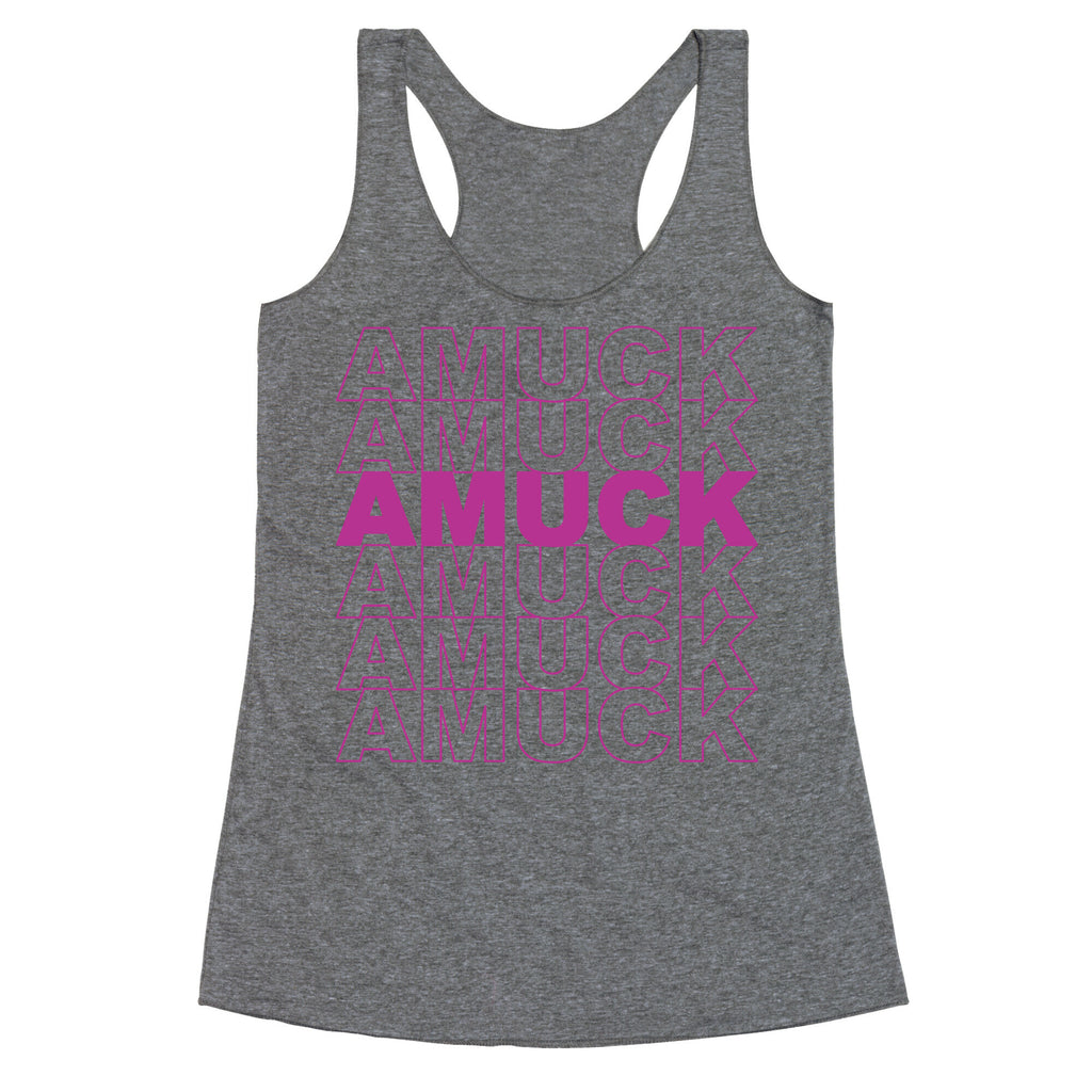 Amuck Amuck Amuck Thank You Hocus Pocus Parody White Print Racerback Tank
