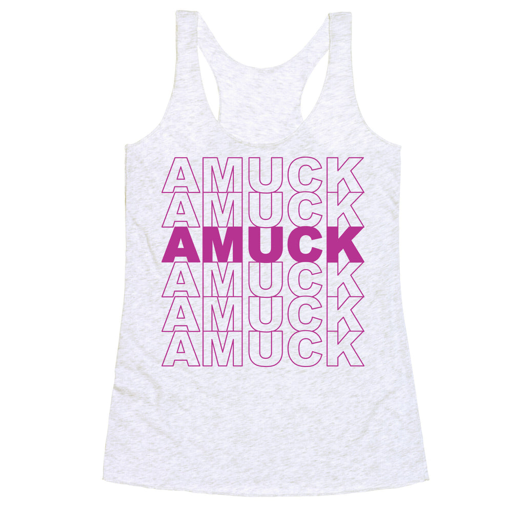 Amuck Amuck Amuck Thank You Hocus Pocus Parody White Print Racerback Tank