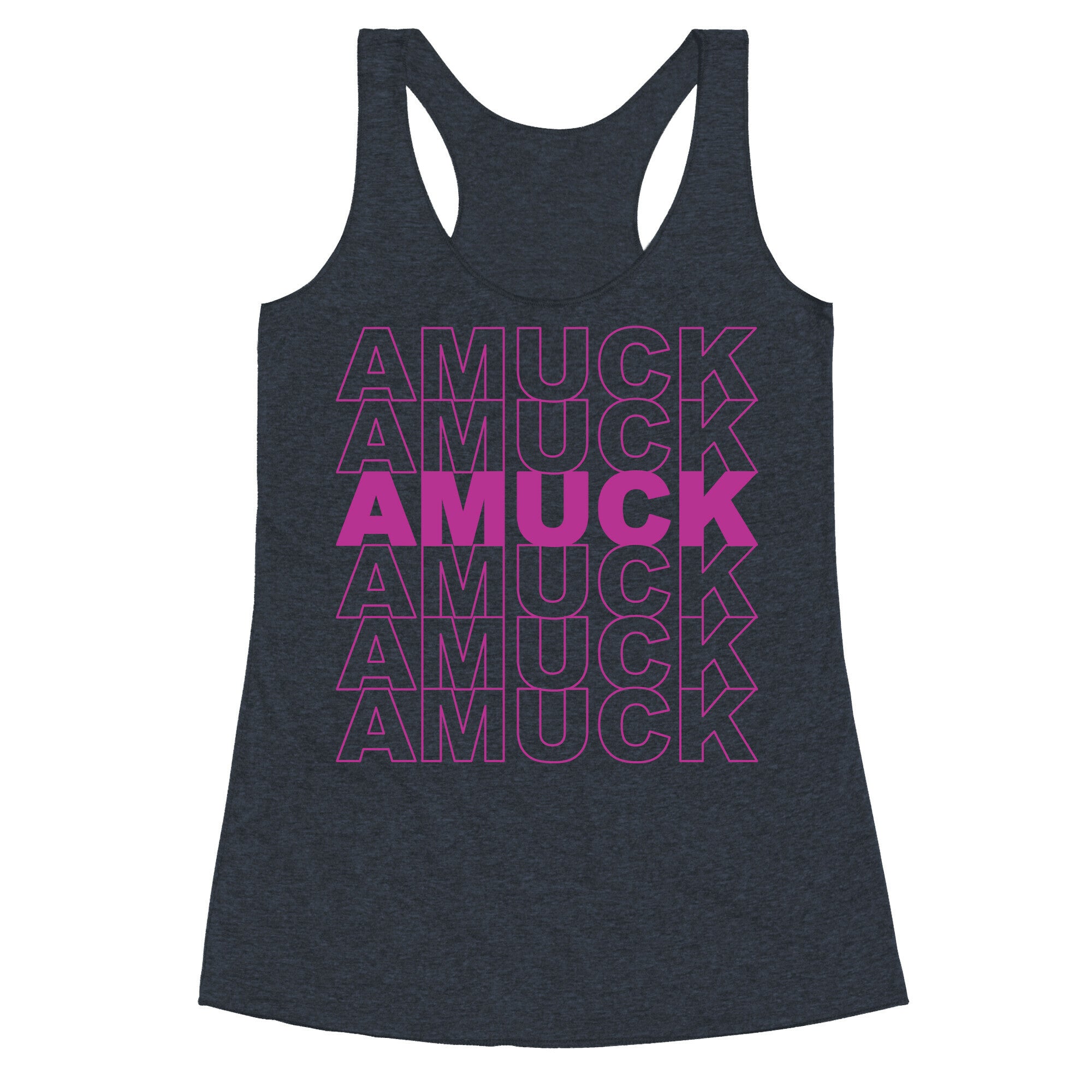 Amuck Amuck Amuck Thank You Hocus Pocus Parody White Print Racerback Tank