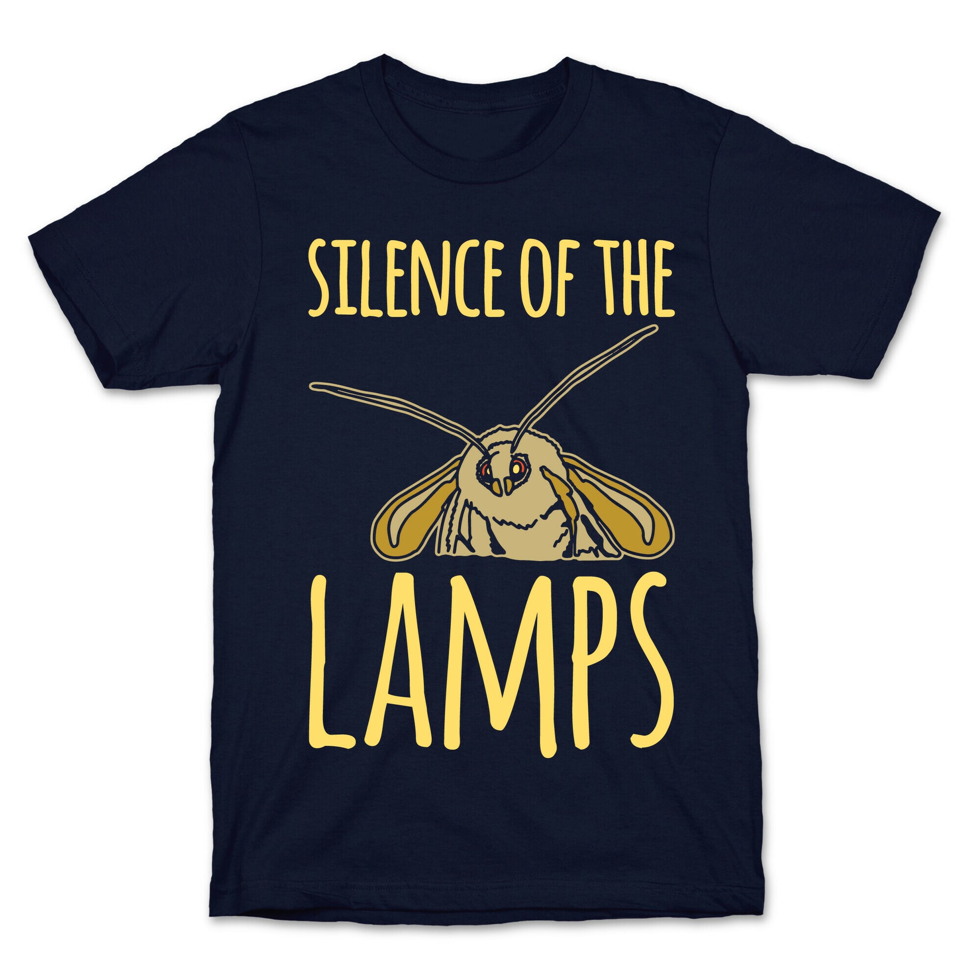 Silence of The Lamps Moth Parody White Print T-Shirt