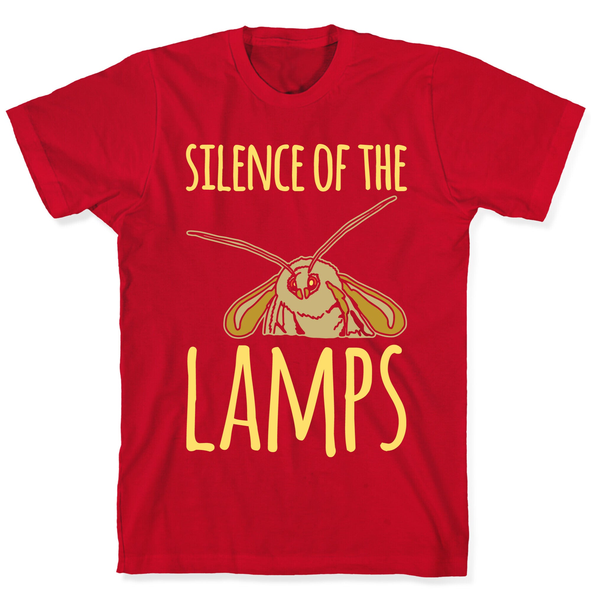 Silence of The Lamps Moth Parody White Print T-Shirt