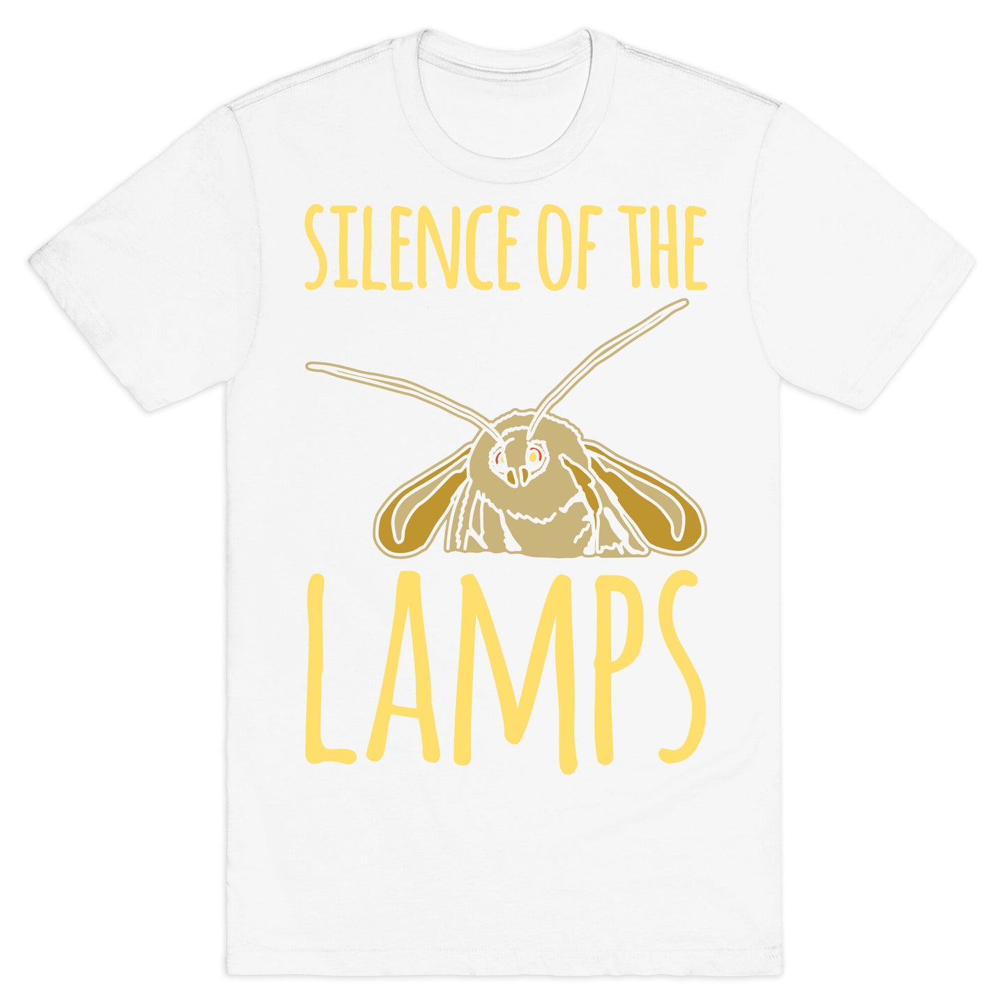 Silence of The Lamps Moth Parody White Print T-Shirt