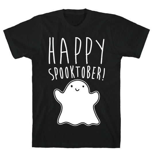 Happy Spooktober Halloween Parody White Print T-Shirt