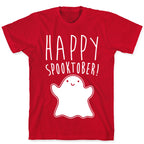 Happy Spooktober Halloween Parody White Print T-Shirt