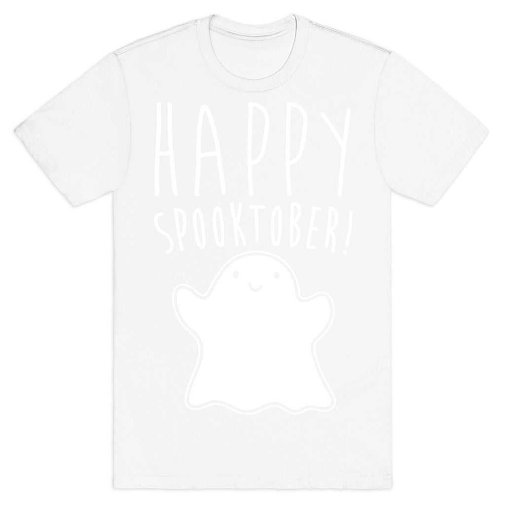 Happy Spooktober Halloween Parody White Print T-Shirt
