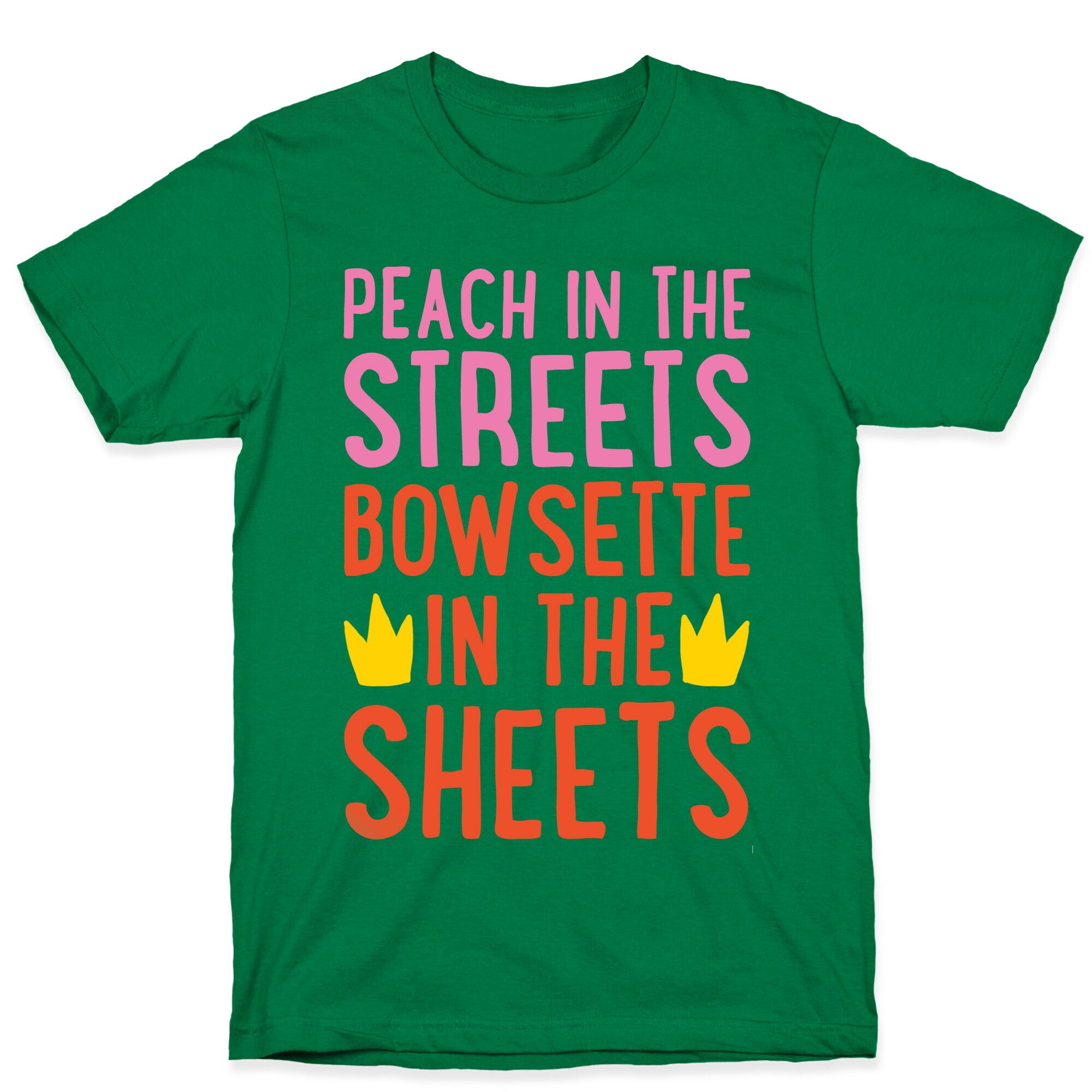 Peach In The Streets Bowsette In The Sheets Parody White Print T-Shirt