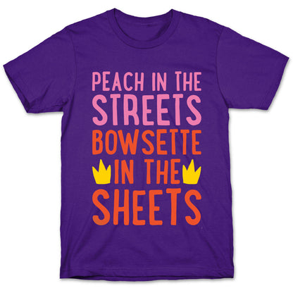 Peach In The Streets Bowsette In The Sheets Parody White Print T-Shirt