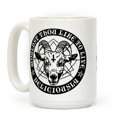 Black Philip: Wouldst Thou Like To Live Deliciously Coffee Mug