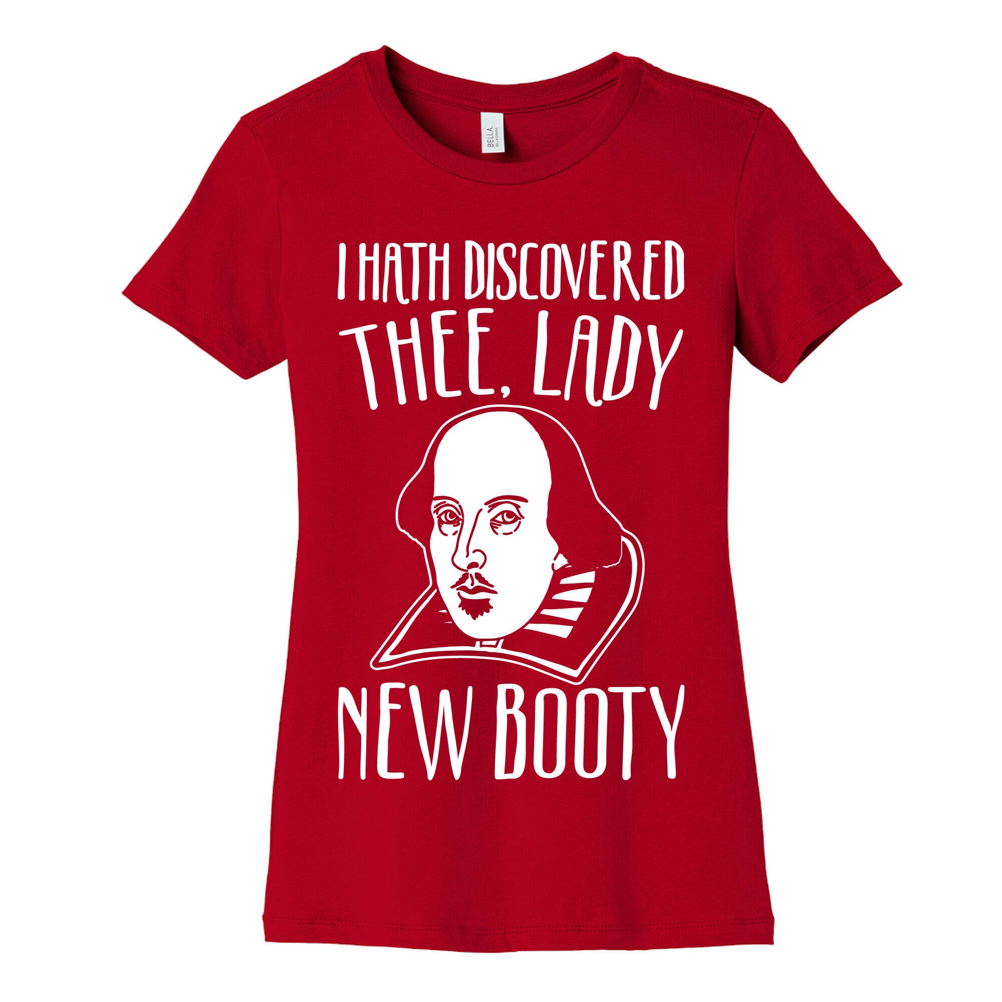 Shakespeare Miss New Booty Parody White Print Women's Cotton Tee