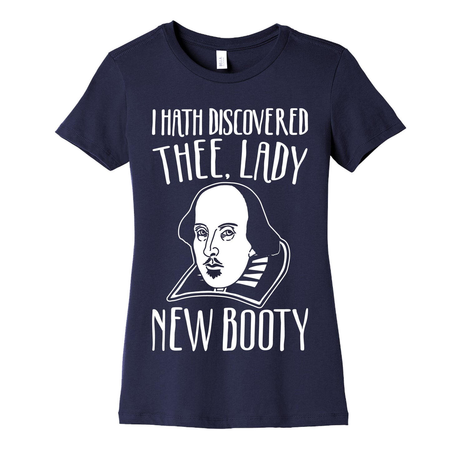 Shakespeare Miss New Booty Parody White Print Women's Cotton Tee