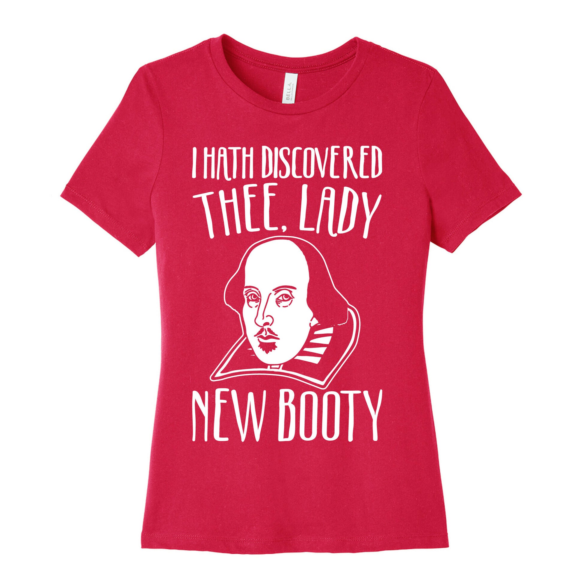 Shakespeare Miss New Booty Parody White Print Women's Cotton Tee