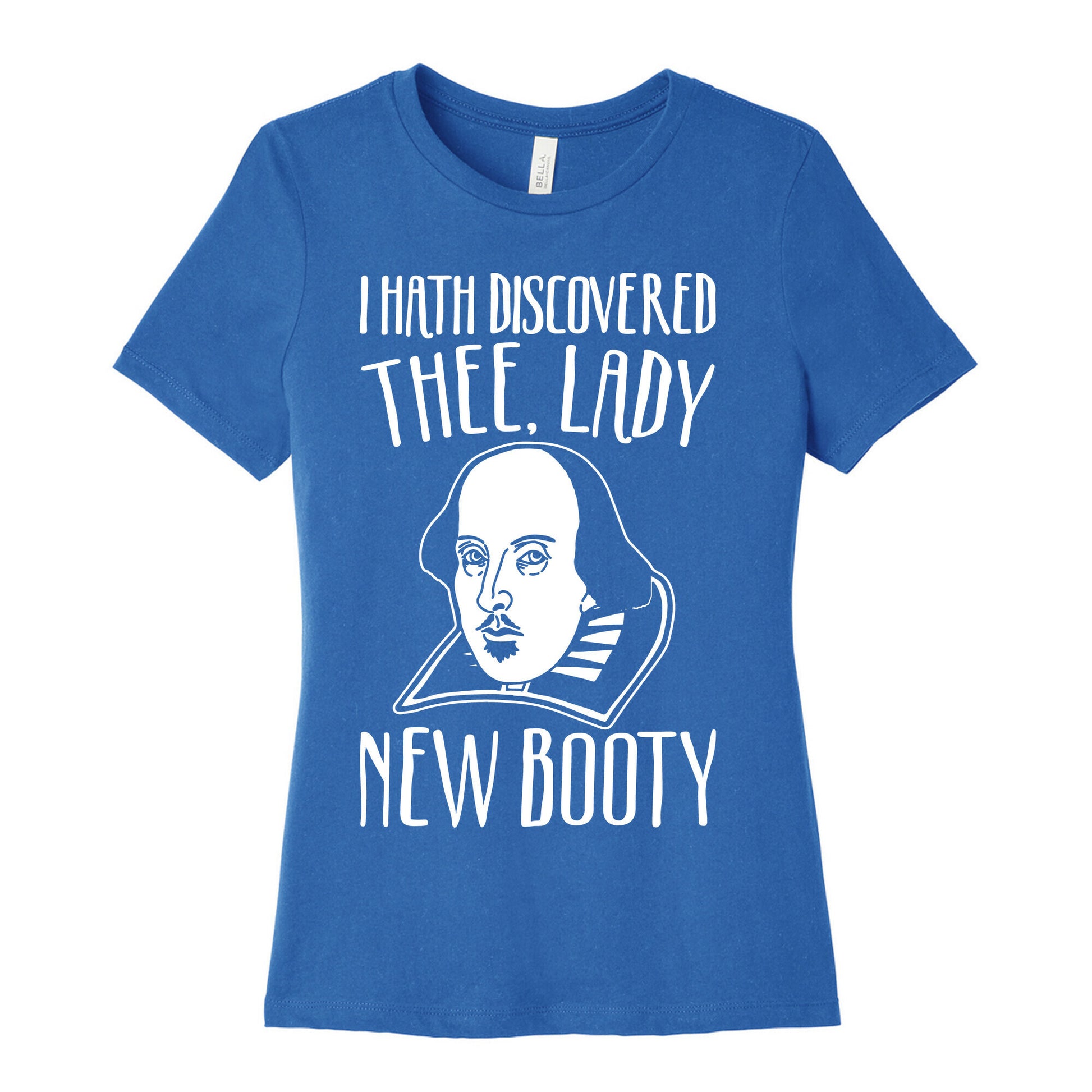 Shakespeare Miss New Booty Parody White Print Women's Cotton Tee