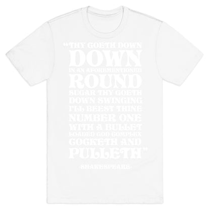 We're Going Down Down In An Earlier Round Shakespeare Parody T-Shirt