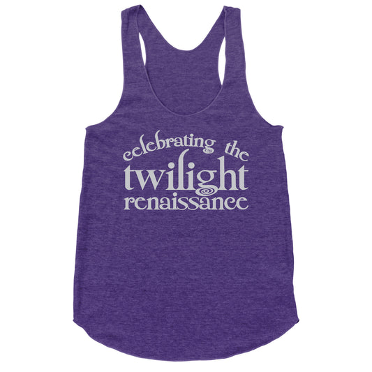 Celebrating The Twilight Renaissance Parody White Print Racerback Tank