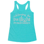 Celebrating The Twilight Renaissance Parody White Print Racerback Tank