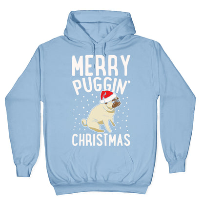 Merry Puggin' Christmas Pug White Print Hoodie