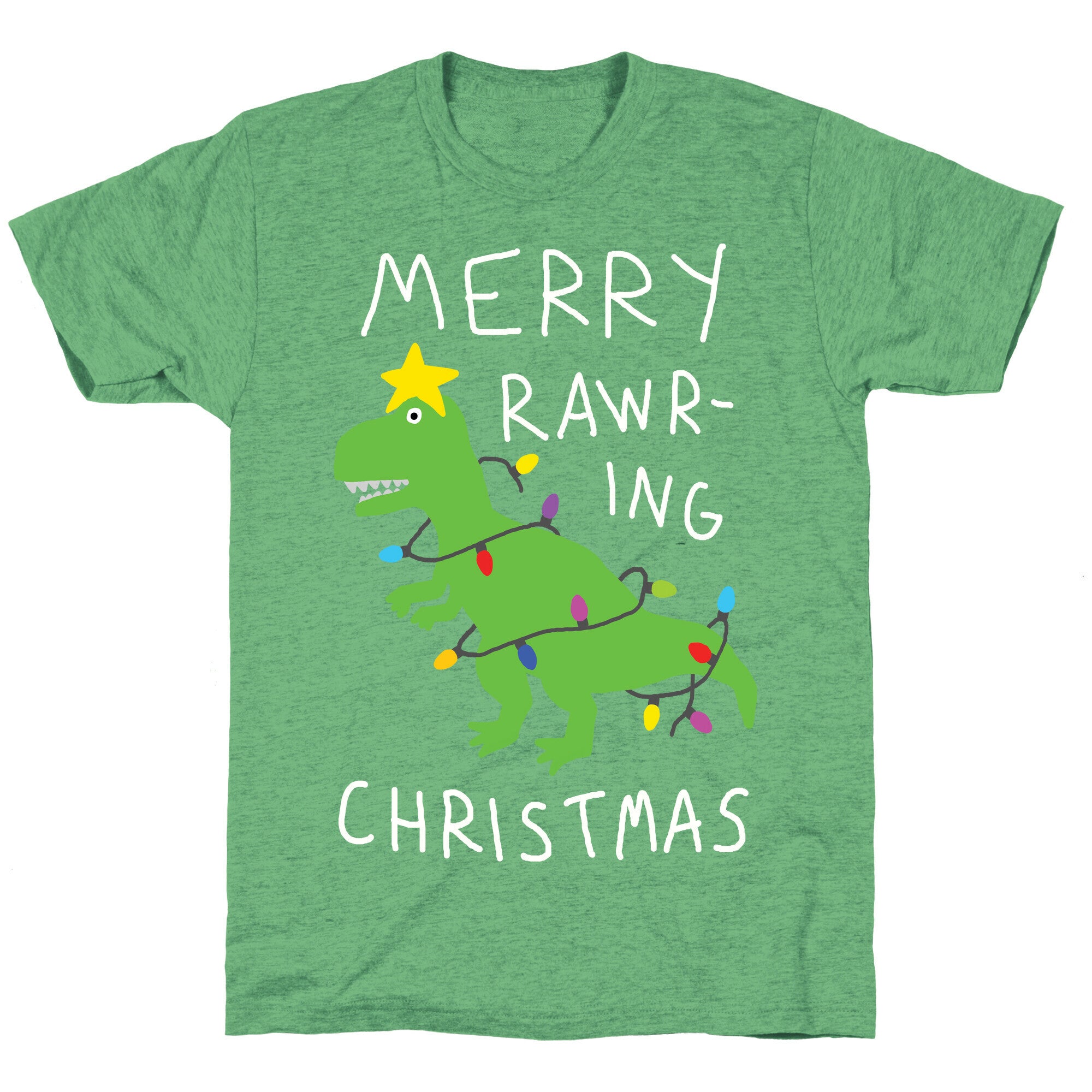 Merry Rawring Christmas Dinosaur Unisex Triblend Tee
