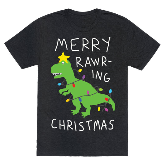 Merry Rawring Christmas Dinosaur Unisex Triblend Tee