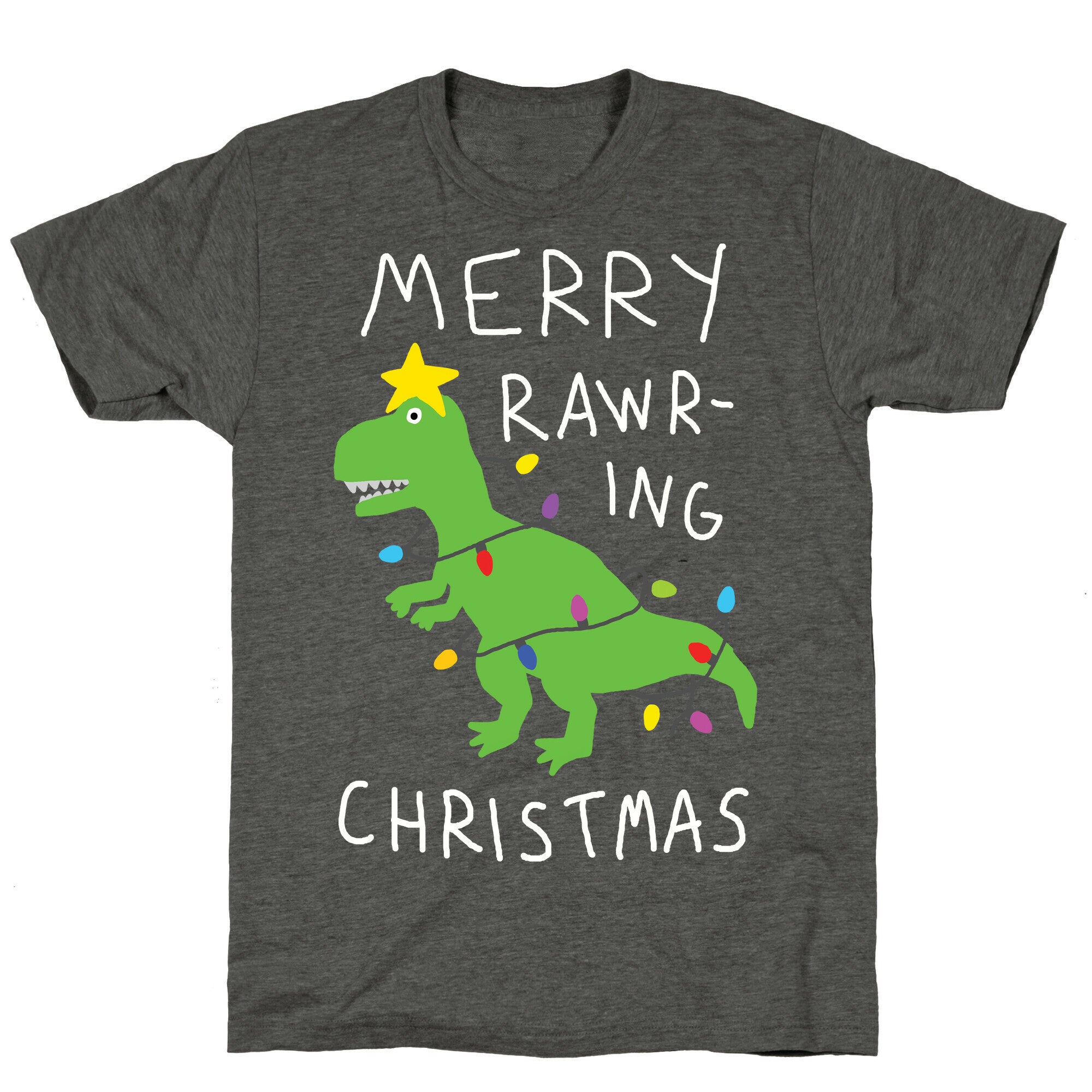 Merry Rawring Christmas Dinosaur Unisex Triblend Tee